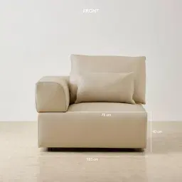 Riviera Almond Cream Leather Sofa - Left Seat