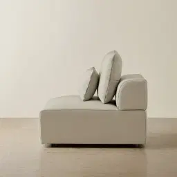 Riviera Milk Coffee Leather Sofa - Armless Seat