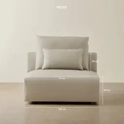 Riviera Milk Coffee Leather Sofa - Armless Seat