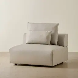 Riviera Milk Coffee Leather Sofa - Armless Seat