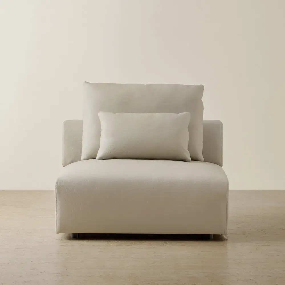 Riviera Milk Coffee Leather Sofa - Armless Seat