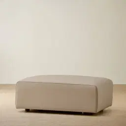 Riviera Milk Coffee Leather Sofa - Rectangular Ottoman