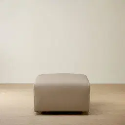 Riviera Milk Coffee Leather Sofa - Rectangular Ottoman
