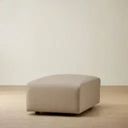 Riviera Milk Coffee Leather Sofa - Rectangular Ottoman