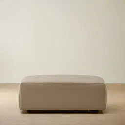 Riviera Milk Coffee Leather Sofa - Rectangular Ottoman