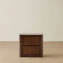 Ophelia Smoky Walnut Veneer Curved Bedside Table