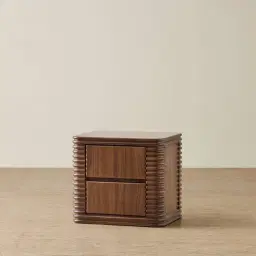 Ophelia Smoky Walnut Veneer Curved Bedside Table