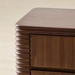 Ophelia Smoky Walnut Veneer Curved Bedside Table