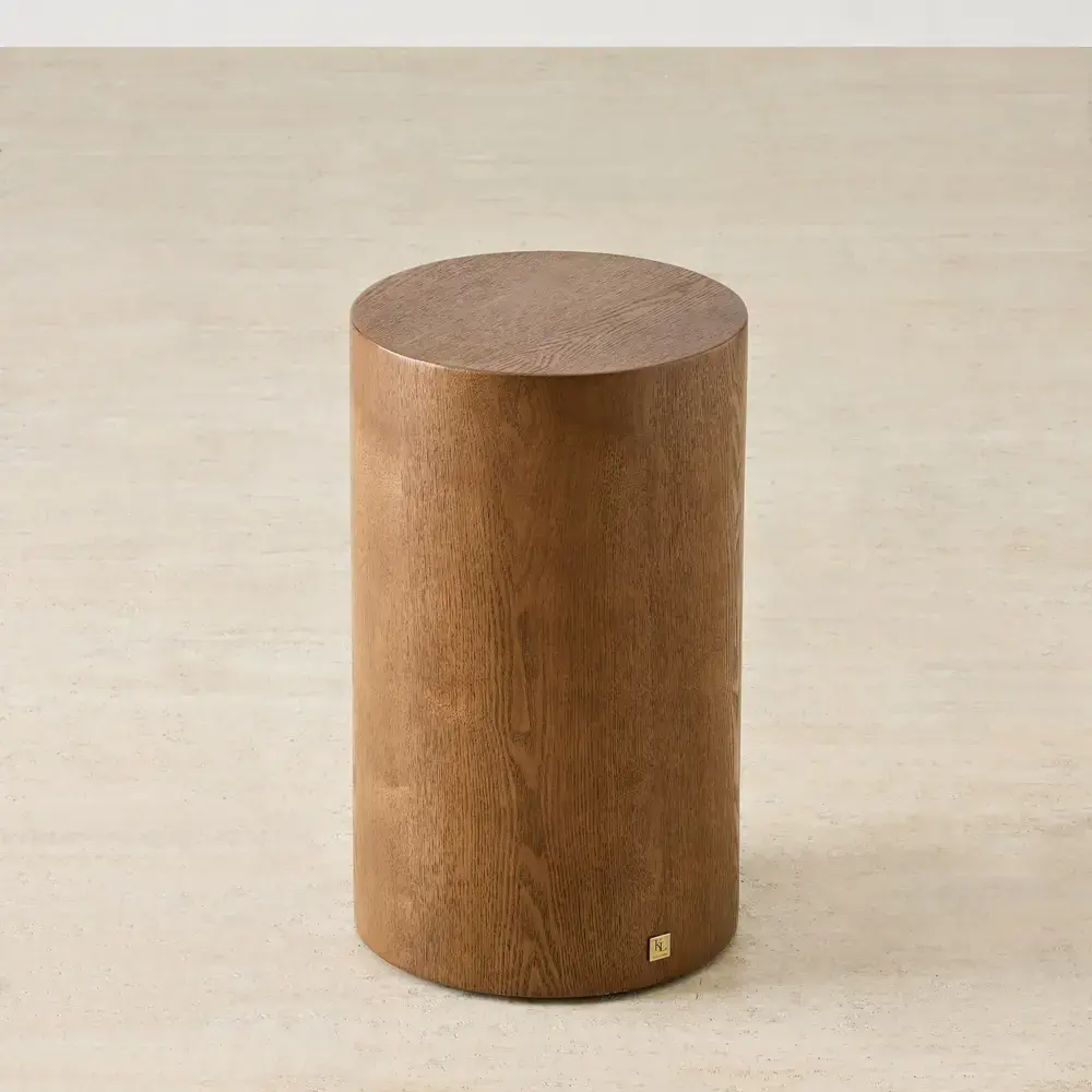 Trento Round Amber Brown Ash Veneer Short Plinth