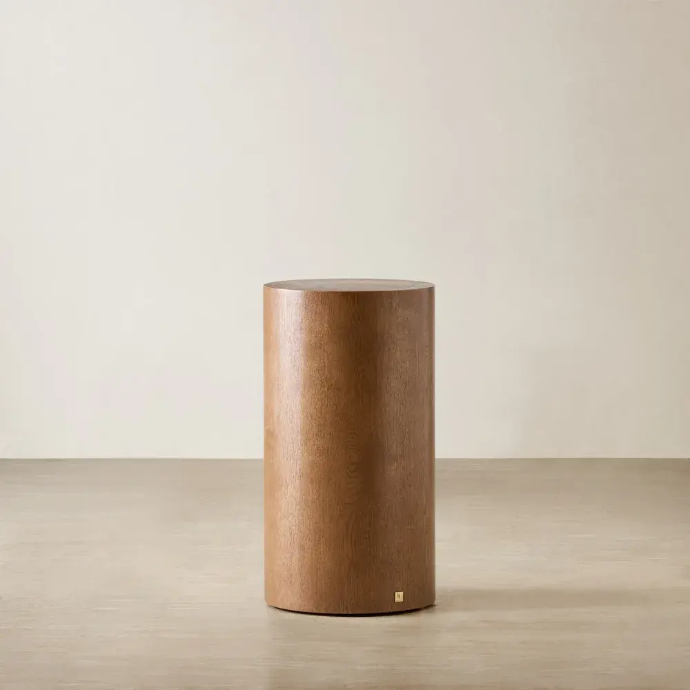 Trento Round Amber Brown Ash Veneer Medium Plinth