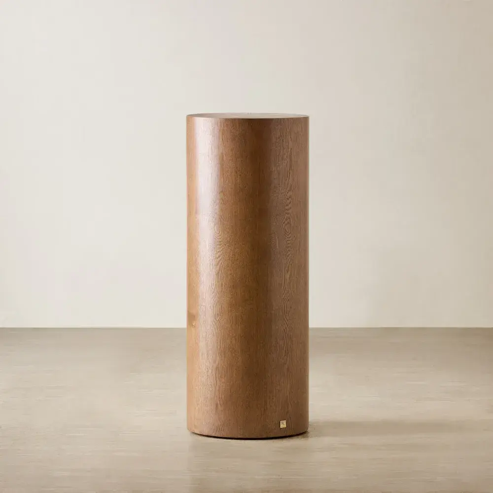 Trento Round Amber Brown Ash Veneer High Plinth