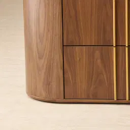 Sir Lionell Gliding White Sintered Stone Dresser - Walnut Brown Wooden Leg