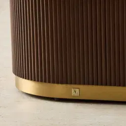 San Pierre Ebony Brown Ash Veneer Curved Rectangular Coffee Table with Cream Travertine Finish Sintered Stone Top