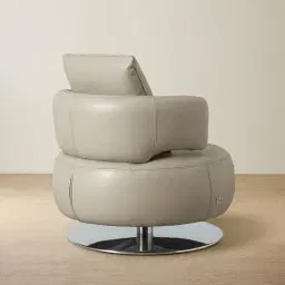 Vermont Milk Coffee Leather Swivel Occasional Chair