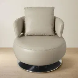 Vermont Milk Coffee Leather Swivel Occasional Chair