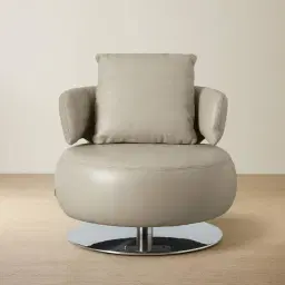 Vermont Milk Coffee Leather Swivel Occasional Chair