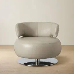 Vermont Milk Coffee Leather Swivel Occasional Chair