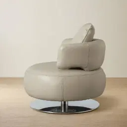 Vermont Milk Coffee Leather Swivel Occasional Chair