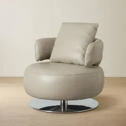 Vermont Milk Coffee Leather Swivel Occasional Chair
