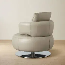 Vermont Milk Coffee Leather Swivel Occasional Chair