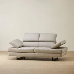 Lennox Milk Coffee Leather 2-Seater Sofa