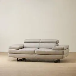 Lennox Milk Coffee Leather 2-Seater Sofa