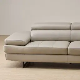 Lennox Milk Coffee Leather 3-Seater Sofa