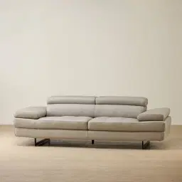 Lennox Milk Coffee Leather 3-Seater Sofa