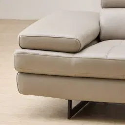 Lennox Milk Coffee Leather 3-Seater Sofa