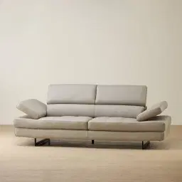 Lennox Milk Coffee Leather 3-Seater Sofa