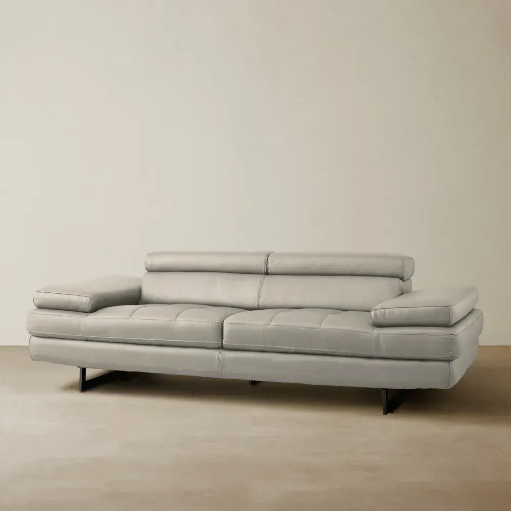 Lennox Milk Coffee Leather 3-Seater Sofa