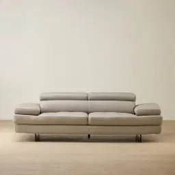 Lennox Milk Coffee Leather 3-Seater Sofa