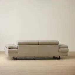 Lennox Milk Coffee Leather 3-Seater Sofa