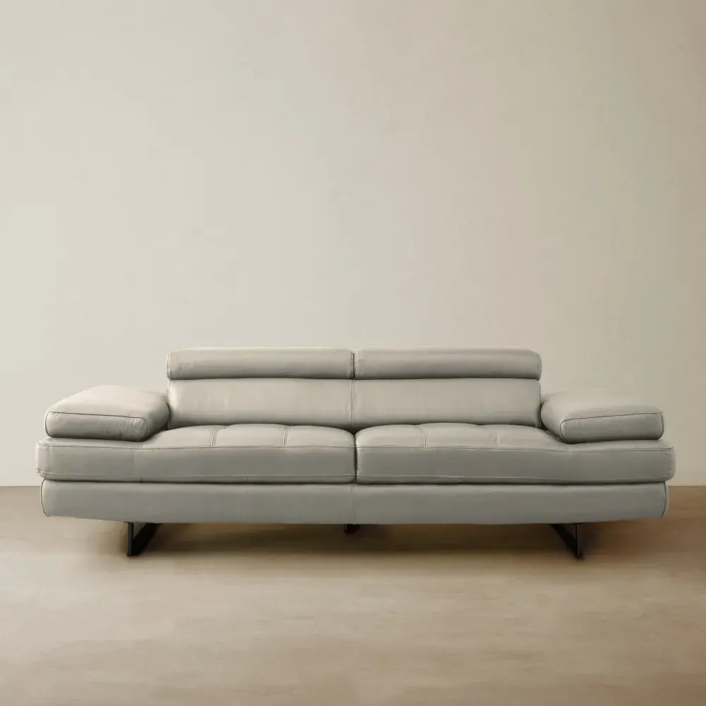 Lennox Milk Coffee Leather 3-Seater Sofa