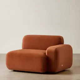 Capri Copper Brown Velveteen Modular 1 Seater Right Arm
