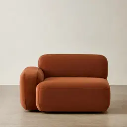 Capri Copper Brown Velveteen Modular 1 Seater Left Arm