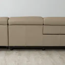 Alessia Milk Coffee Leather Dual Electric Recliner Lounge - Right