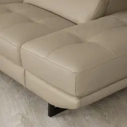 Alessia Milk Coffee Leather Dual Electric Recliner Lounge - Right