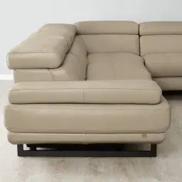 Alessia Milk Coffee Leather Dual Electric Recliner Lounge - Right