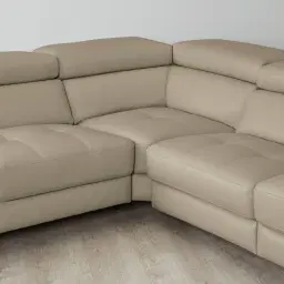 Alessia Milk Coffee Leather Dual Electric Recliner Lounge - Right