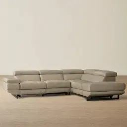 Alessia Milk Coffee Leather Dual Electric Recliner Lounge - Right