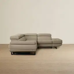 Alessia Milk Coffee Leather Dual Electric Recliner Lounge - Right