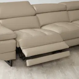 Alessia Milk Coffee Leather Dual Electric Recliner Lounge - Right