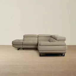 Alessia Milk Coffee Leather Dual Electric Recliner Lounge - Left