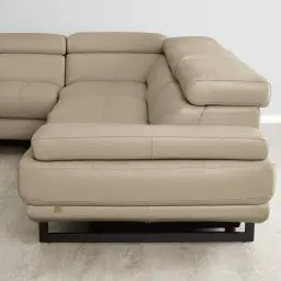 Alessia Milk Coffee Leather Dual Electric Recliner Lounge - Left