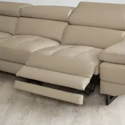 Alessia Milk Coffee Leather Dual Electric Recliner Lounge - Left