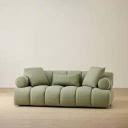 Elva Green Pastel Nubuck Leather 2-Seater Sofa