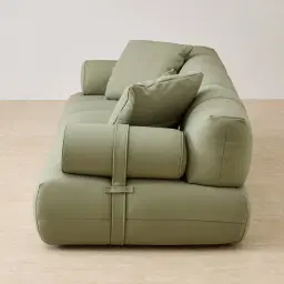 Elva Green Pastel Nubuck Leather 2-Seater Sofa
