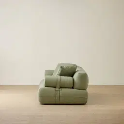 Elva Green Pastel Nubuck Leather 2-Seater Sofa