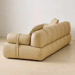 Elva Camel Tan Nubuck Leather 3-Seater Sofa